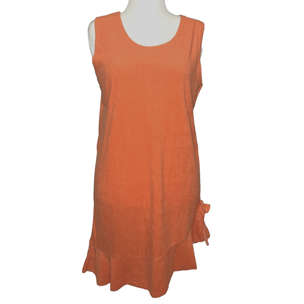 Metropolitan Vtg Terry‎ Cloth Dress Cover Up Large 80's Pool Beach Cruise Resort
